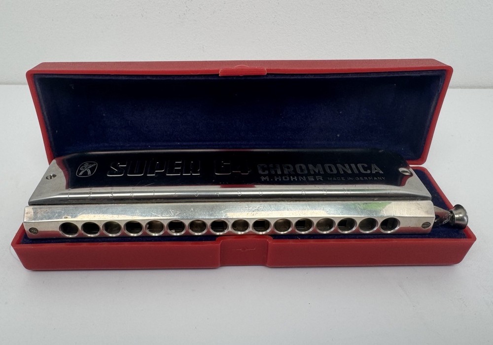 Vintage Hohner Super 64 Chromonica Harmonica No. 7582 Working With Case