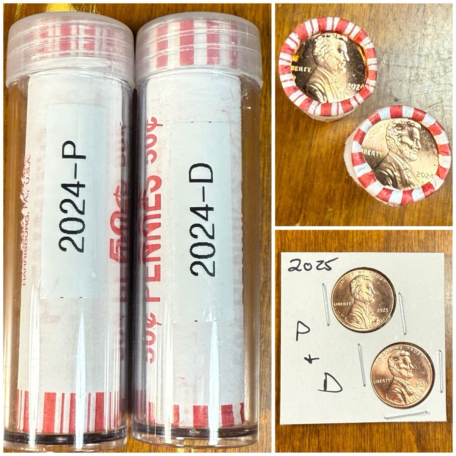 2024-P&D Lincoln Shield Cent Rolls(2)FREE 2025-P&D 2x2 w/Purchase! Vol. Disc’s!