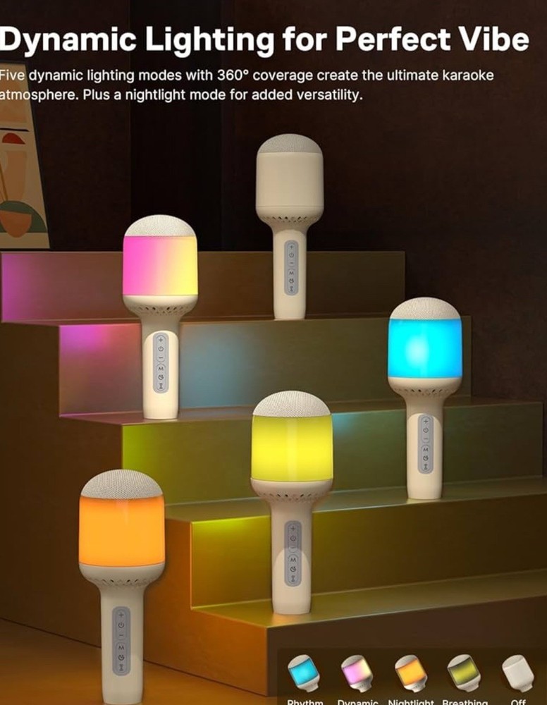 Wireless Bluetooth Karaoke Microphone with Dynamic Lights