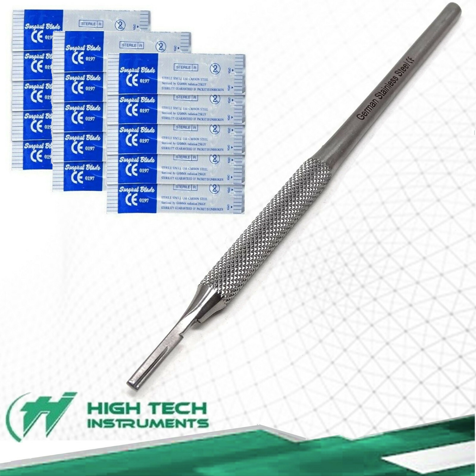 1 Round Scalpel Handle #3 + 60 Sterile Surgical Blades #10 #11 #12 #15 #15C #16