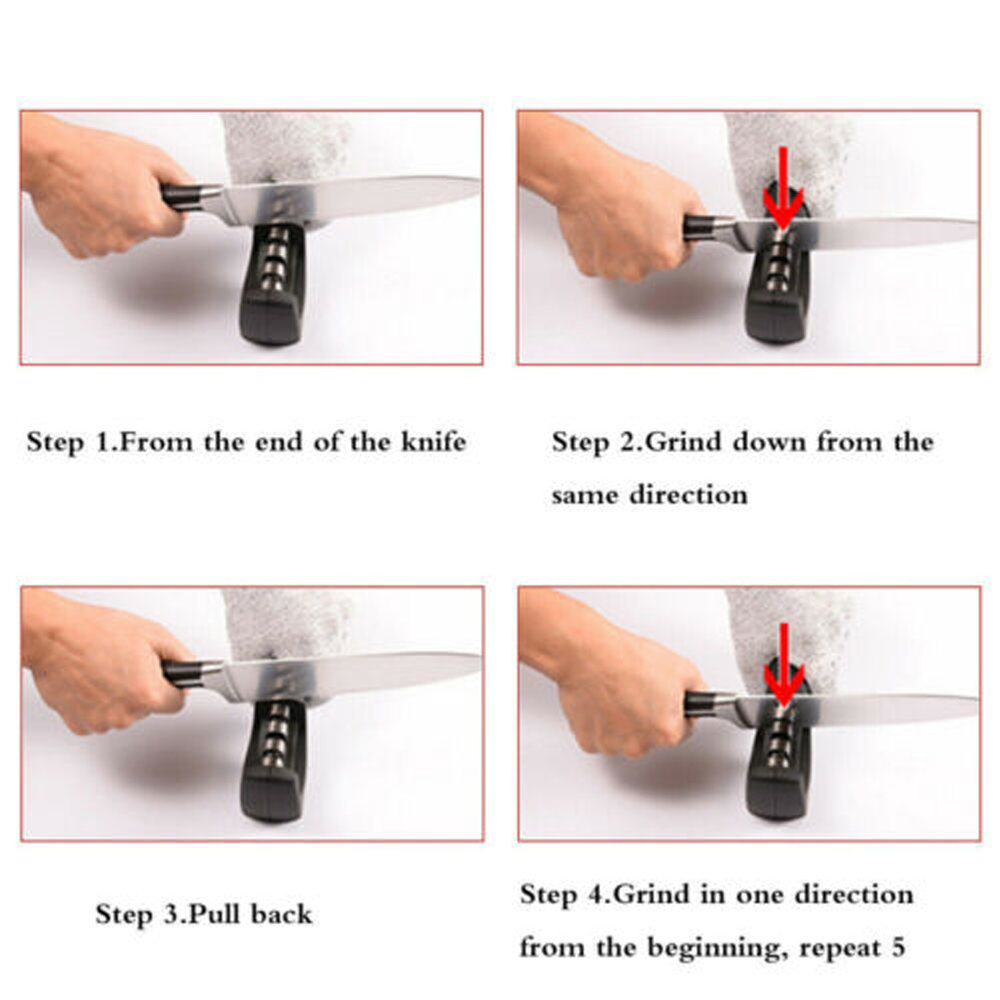 Knife Sharpener 3 Stage Professional System Polish Sharpening Kitchen Tool NEW