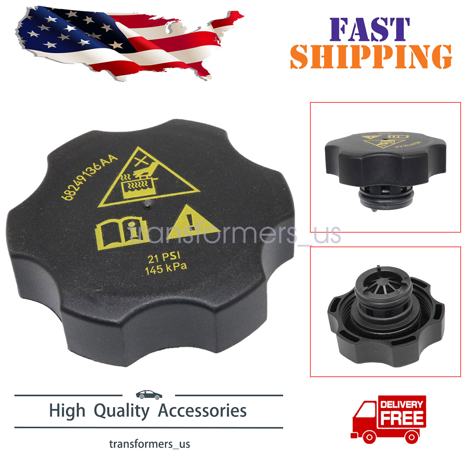 Radiator Coolant Recovery Cap For Chrysler For Dodge For Jeep For Ram 2013-2021