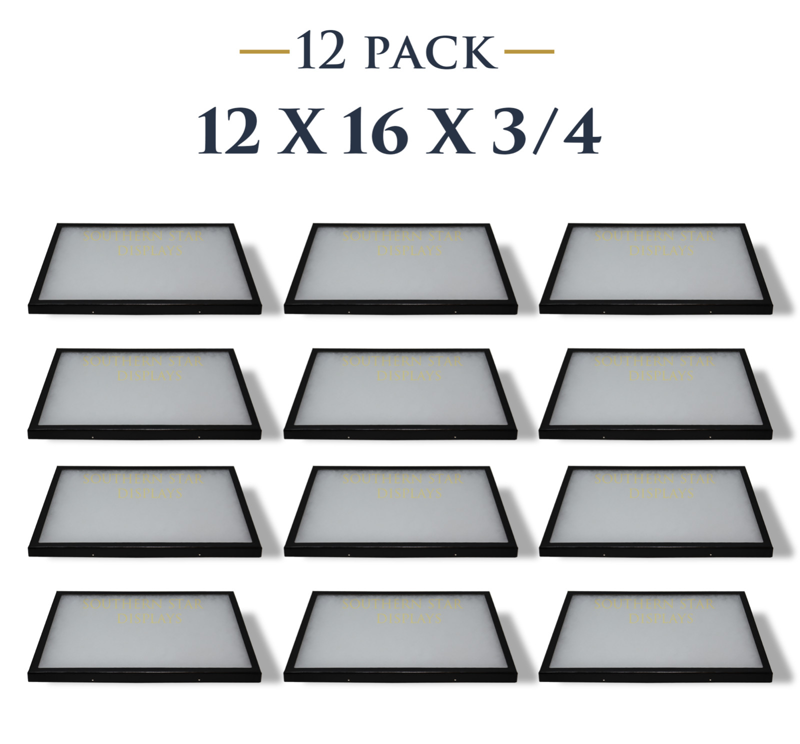 12 Pack of 12 x 16 x 3/4 Riker Display Cases Boxes for Collectibles Arrowhead