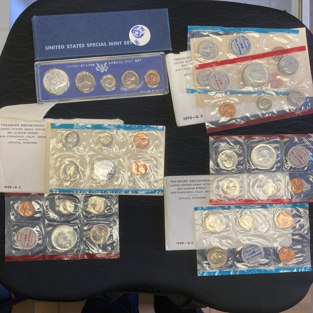 12 US Mints Sets 1967-1978; 12 SETS TOTAL Some Nice Toning