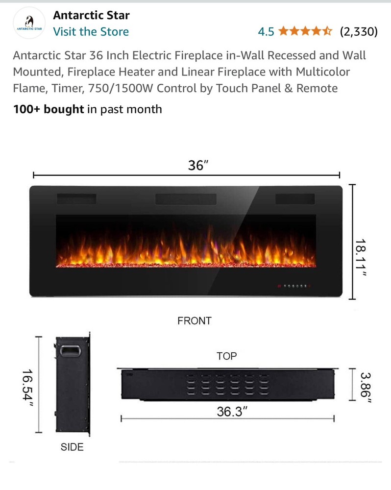 wall mount electric fireplace heater