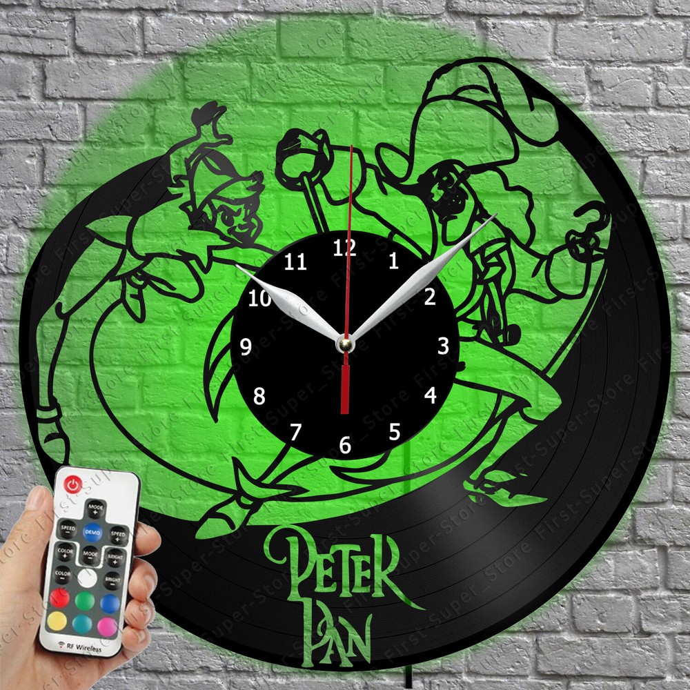 LED Clock Peter Pan Vinyl Record Wall Clock Led Light Wall Clock 2428