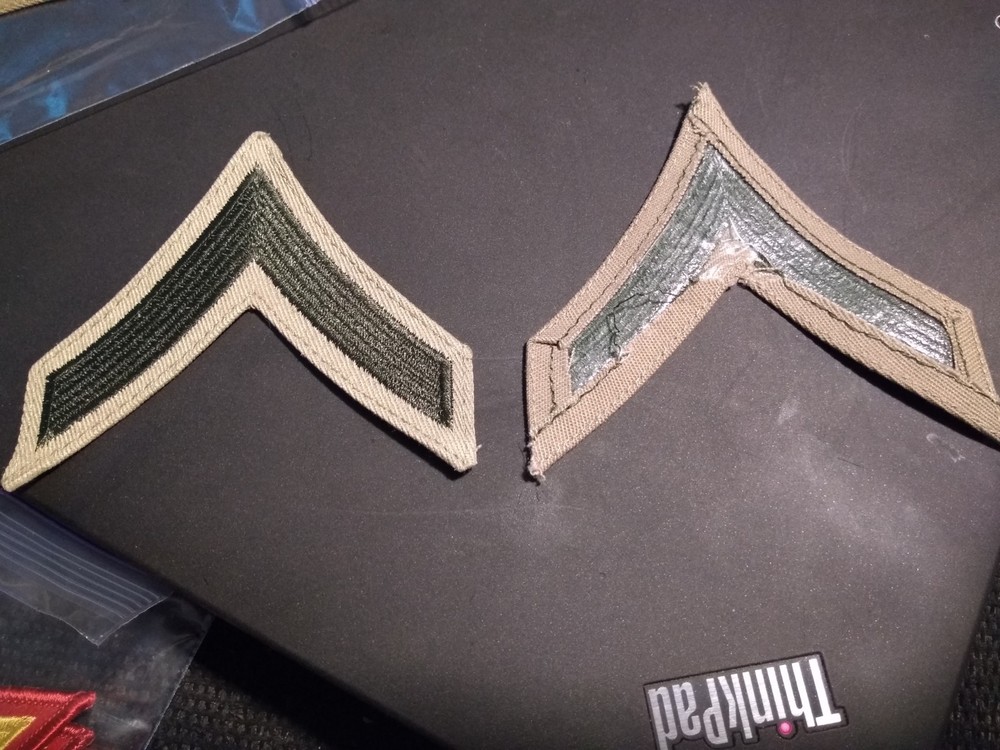 USMC Private First Class PFC Marines E2 Chevrons PATCH set! green/khaki (18-349)