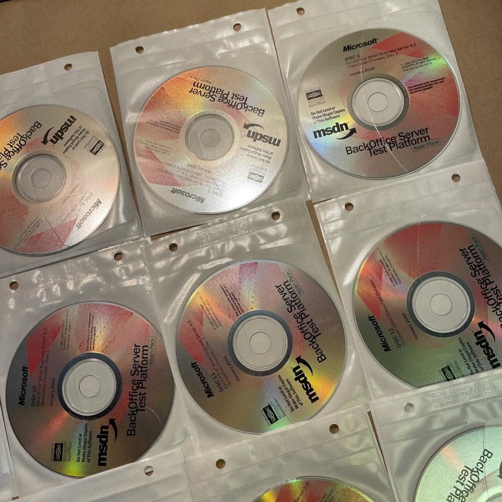 Microsoft MSDN Back Office Server Test Platform Discs 1-18 Jan. 2000 Asian Pack