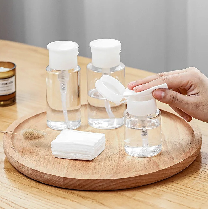 Refillable Push-Top Pump Bottles for Nail Polish & Makeup Remover 100-200ml