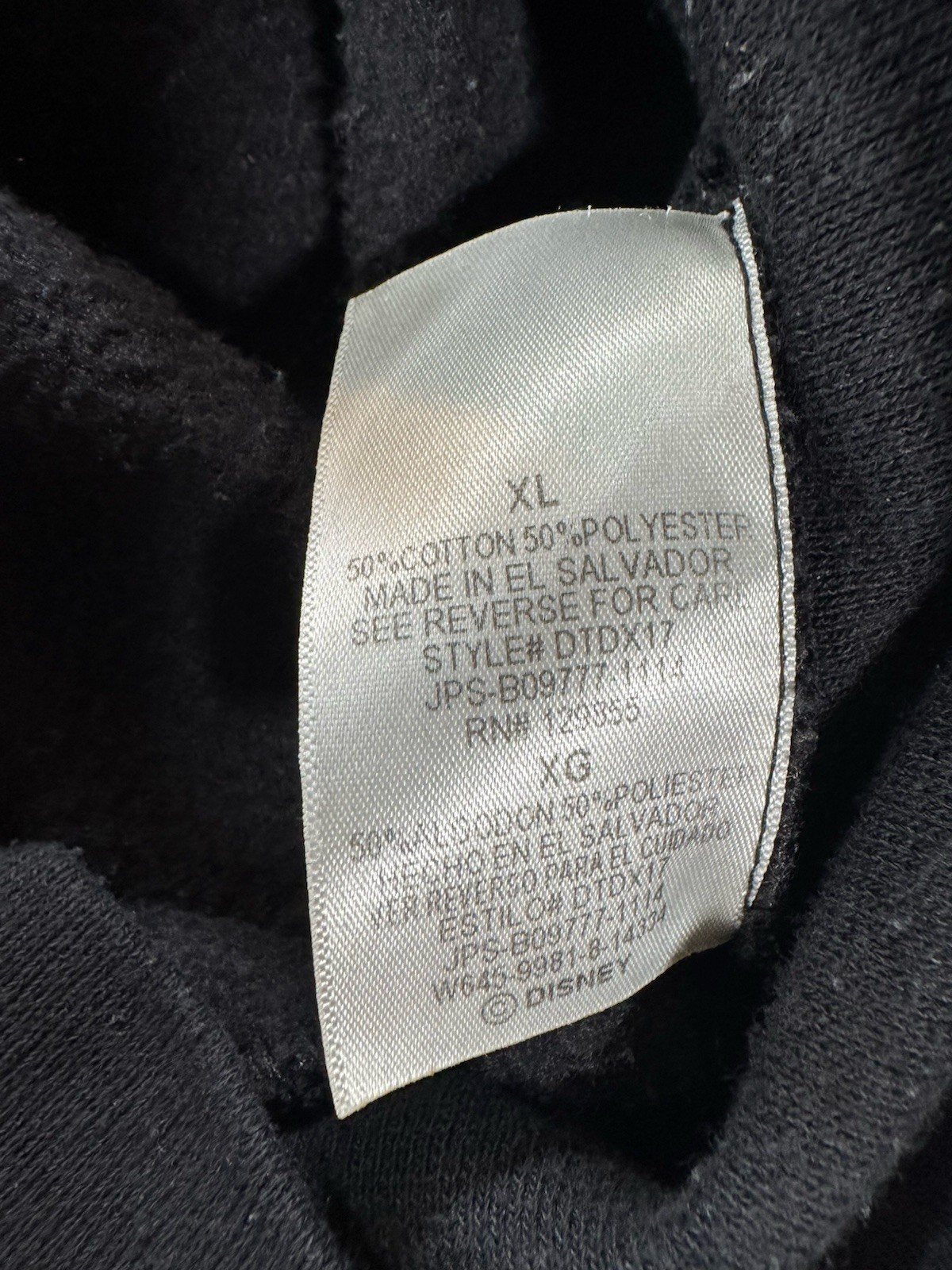 Nightmare Before Christmas Black Hoodie Disney Jack Skellington XL Pullover