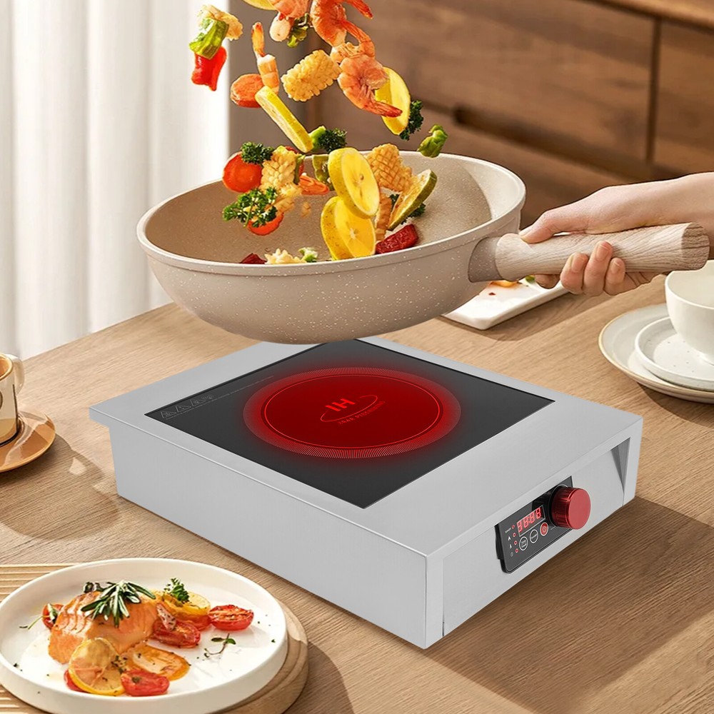 Stainless Steel Induction Cooktop, Commercial Grade Portable Cooker 110V