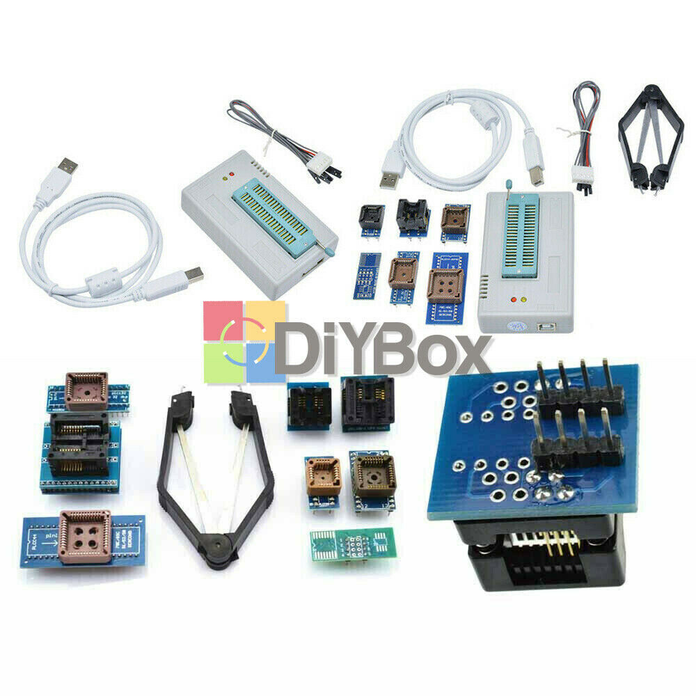 TL866II Plus Programmer USB EPROM BIOS 7 Adapters Socket Extractor for 13000 IC