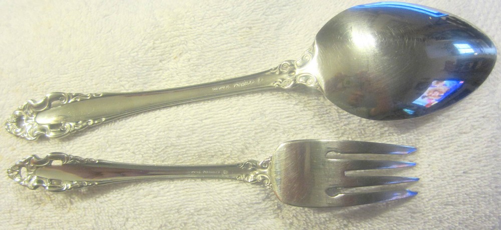 2 GORHAM PIERCED BAROQUE pieces,serving spoon,fork vintage