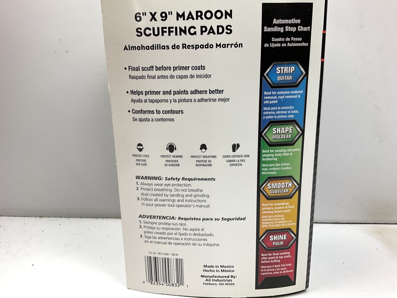 Pack Of 10 - Maroon Scuffing Pads P360 Shape 360 Grit 6" X 9"