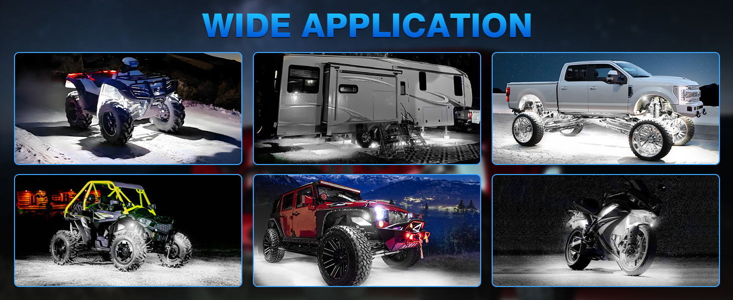 24 Pods Pure White LED Rock Lights Offroad Under Car Truck Underbody Lights Kits