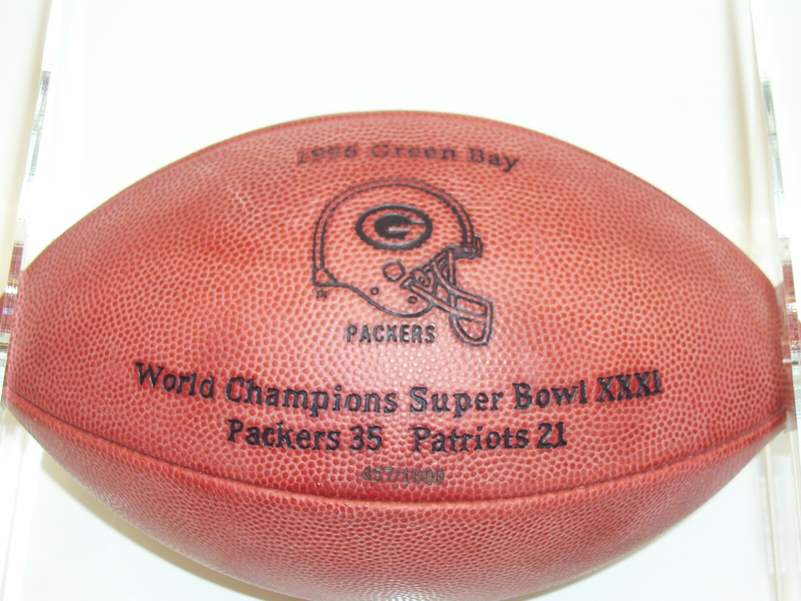 Green Bay Packers Serial Numbered Superbowl XXXI  "Player" Game Ball 1 of a Kind