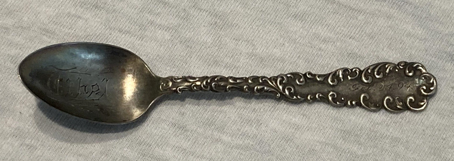 Robert Wallace & Sons RW&S Sterling Silver Spoon 1892 ETHEL Monogram Feb 24 1894