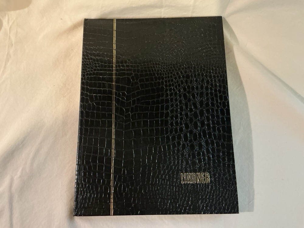 Lindner Stamp Stock Album Black Faux Snake Leather Cover With 8 Pages