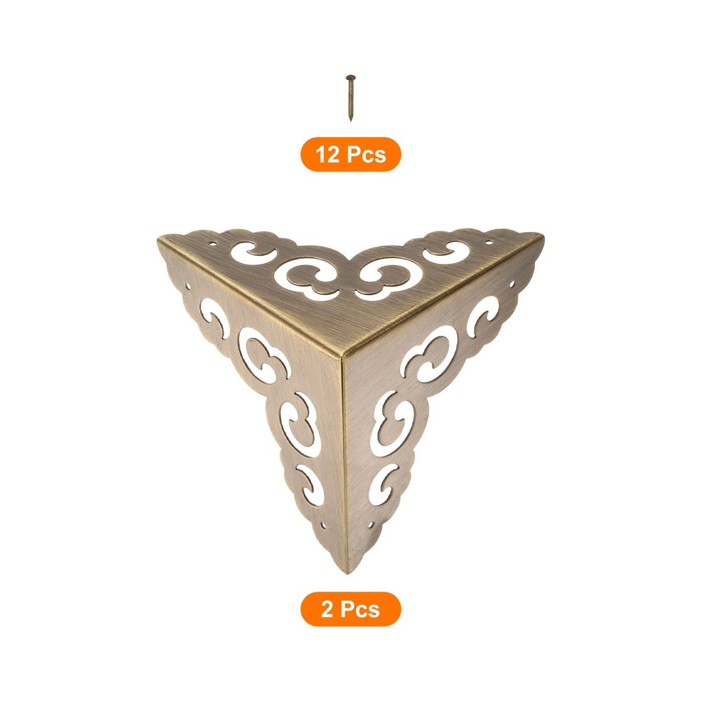 2 Pcs 80mm Decorative Box Corner Cover, Corner Protector, Bronze