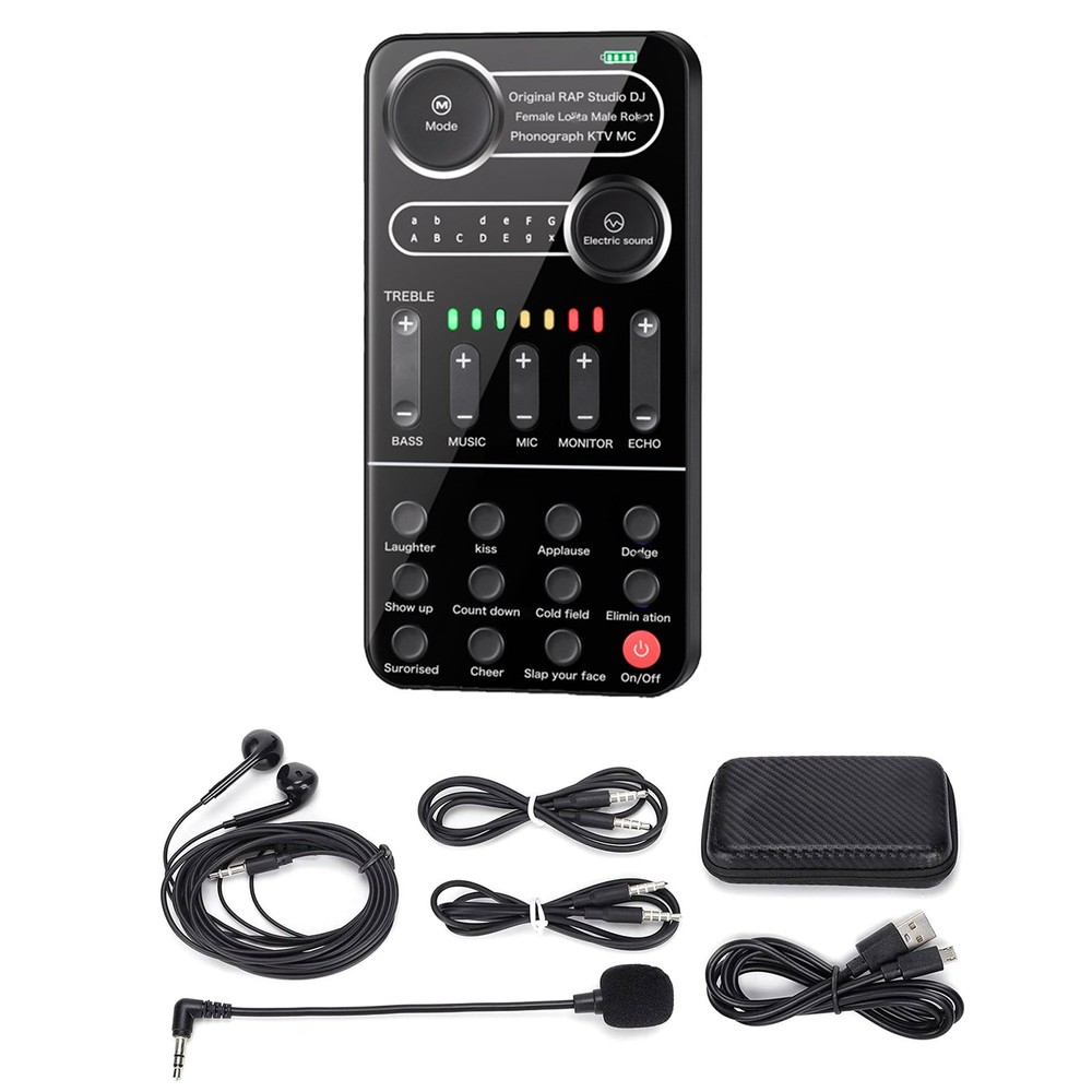 For Microphone Sound Card Portable Mixer with Evading Function 13 Sound Modes