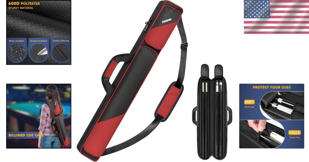 Functional Pool Cue Carry Bag with Protective Padding and Multiple Compartments