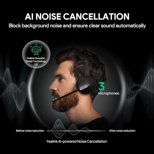 Yealink WH64 Workstation Dual Wireless Headset System, Touchscreen Base, DECT