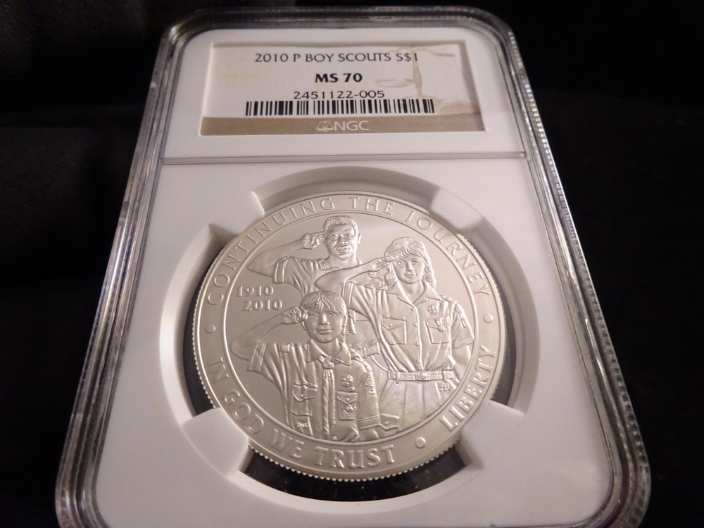 2010-P Boy Scouts 90% Silver Dollar NGC MS70