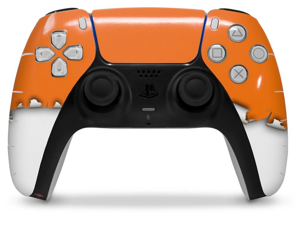 Skin Sony PS5 Controller Ripped Colors Orange White