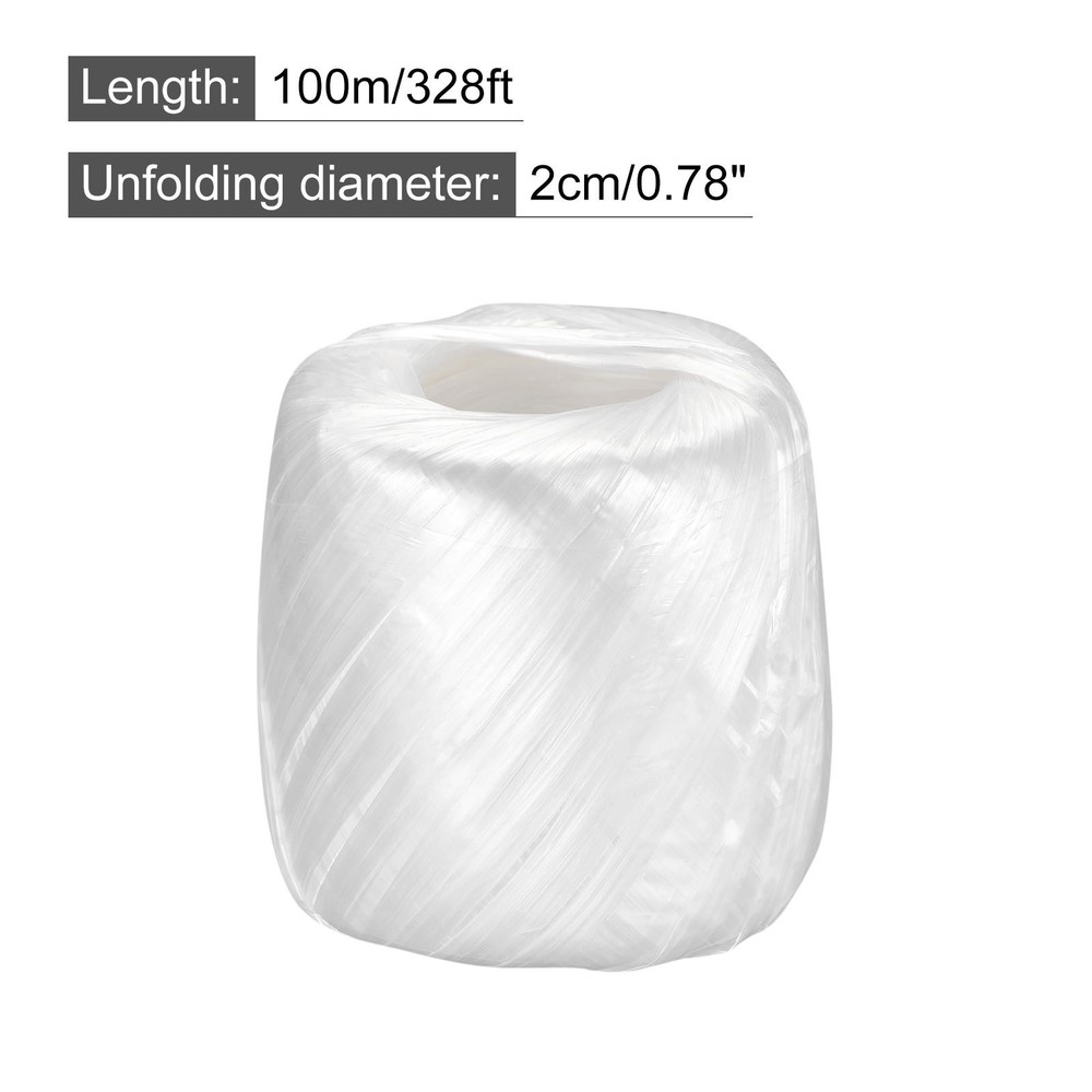 Polyester Nylon Plastic Rope Twine Bundled for Packing ,100m White 1Pcs