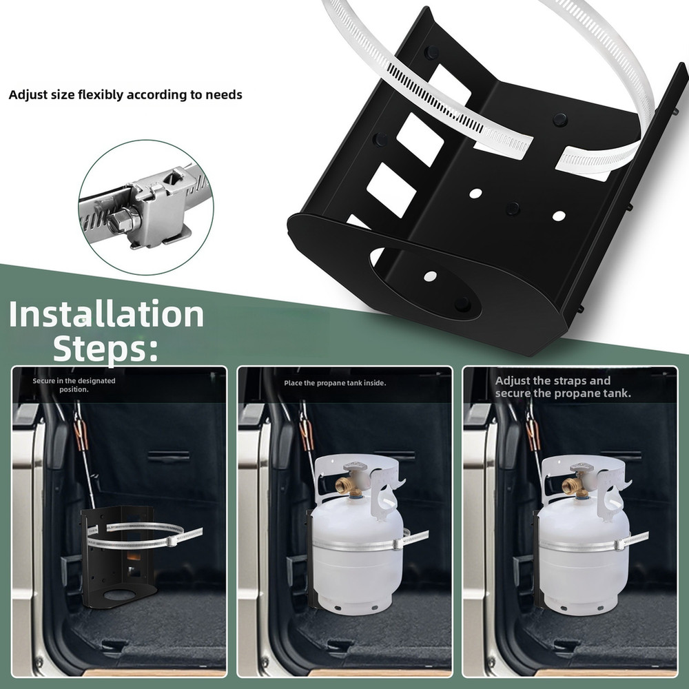 Propane Tank Bracket Kit for 5 lb Tanks Adjustable Mounting System 304 SS Build