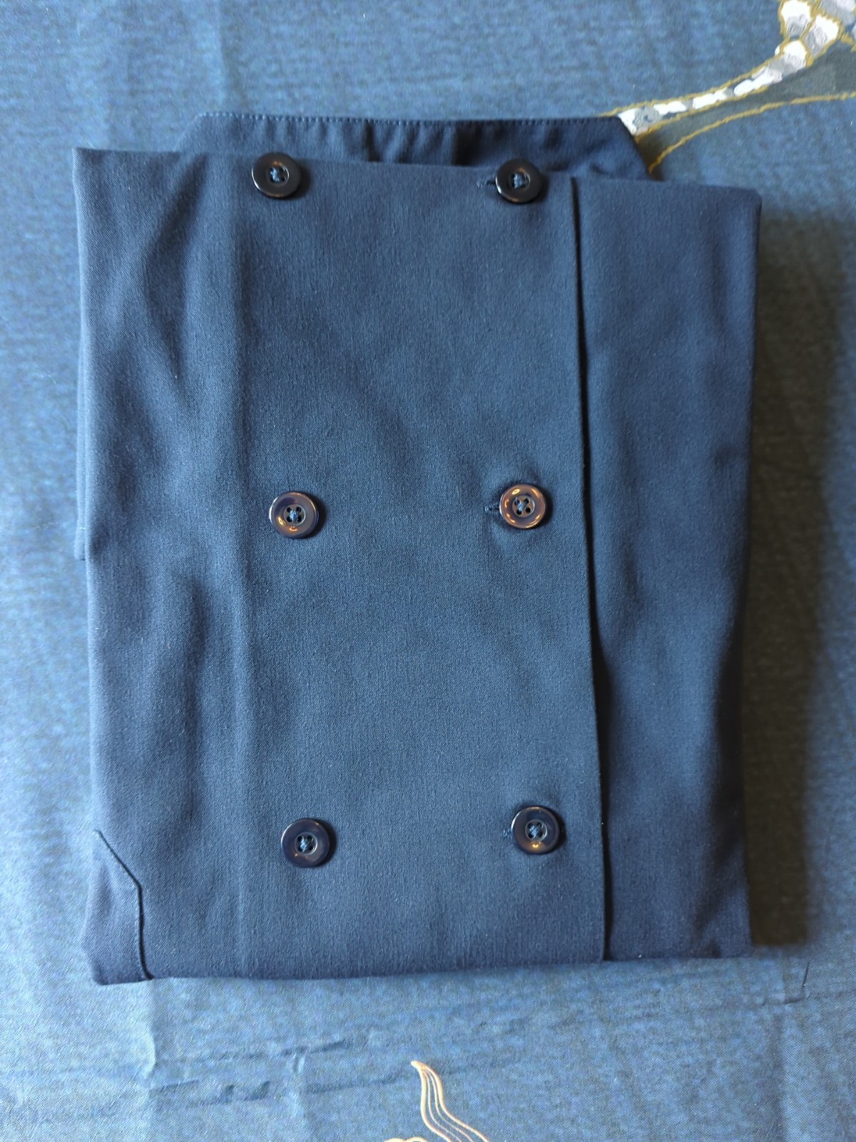 Uncommon Thread Unisex Short Sleeve 10 Button Chef Coat size 5XL, Navy