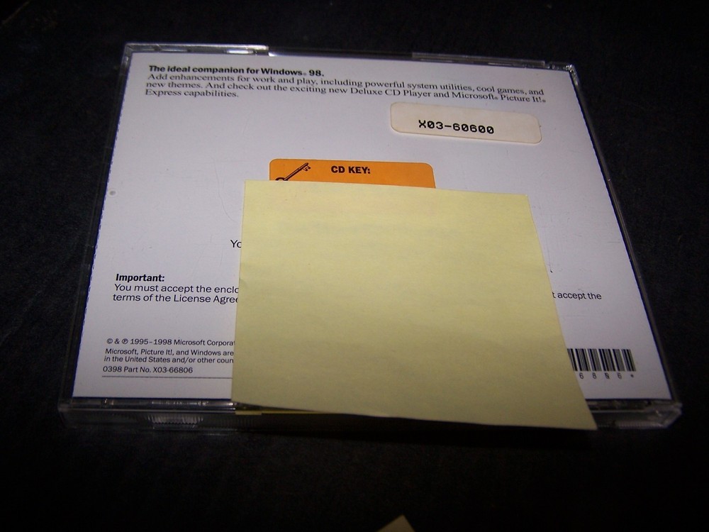 Microsoft Plus 98 CD P/N X03-60600 with key