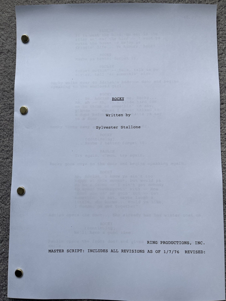Rocky Film Script / Screenplay. Sylvester Stallone.