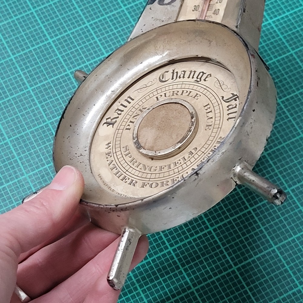 SPRINGFIELD WEATHER FORECASTER WHEEL HELM THERMOMETER AND WEATHER CONDITION DISK