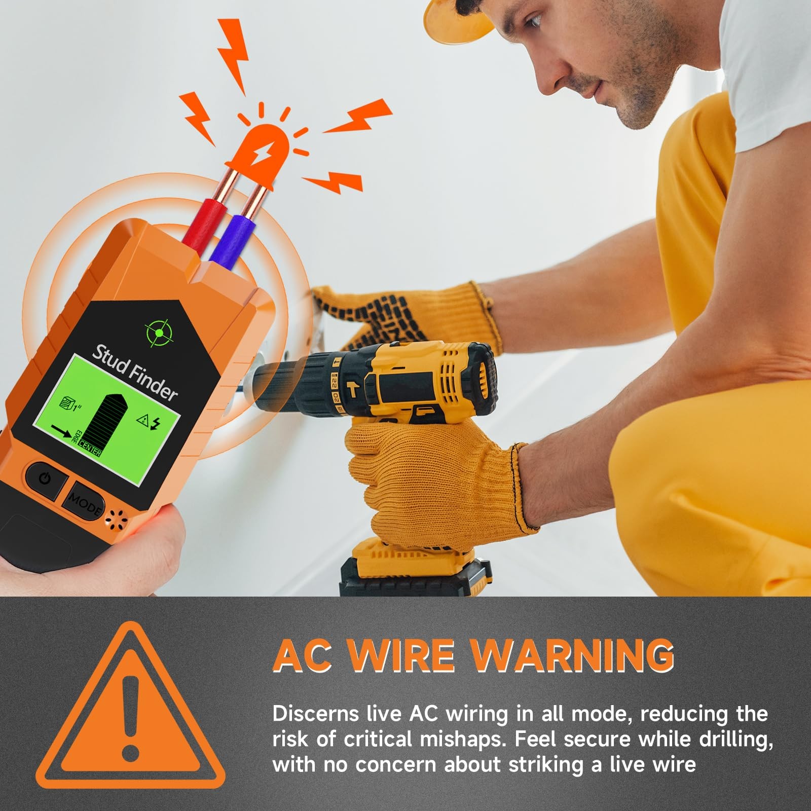 Stud Finder Wall Scanner - 6 in 1 Electronic Stud Finder with HD LCD Display ...