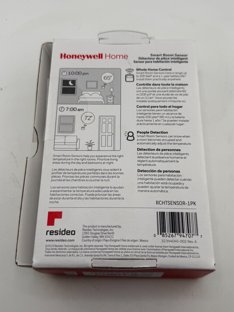 Honeywell Smart Room Sensor RCHTSENSOR-1PK Device Only