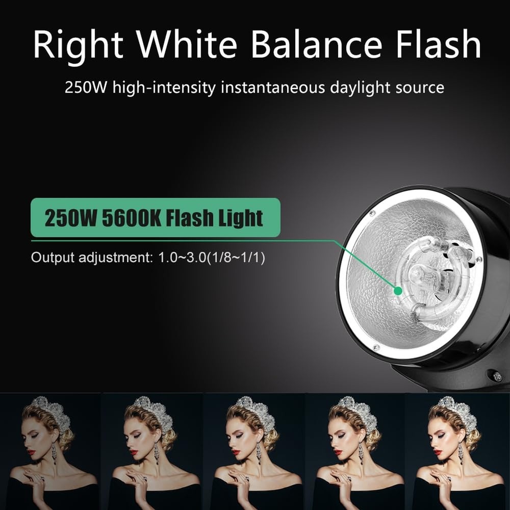 Godox 750W Professional Studio Strobe Flash Light Kit, 3-Light Godox Strobe L...