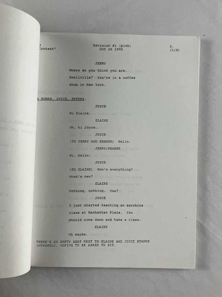 Original SEINFELD "The Contest" TV Script Revised Table Draft 1992 Larry David