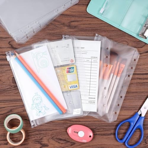 15PCS Binder Pockets 6-Hole Budget Envelopes Planner Inserts for 6-Ring A6