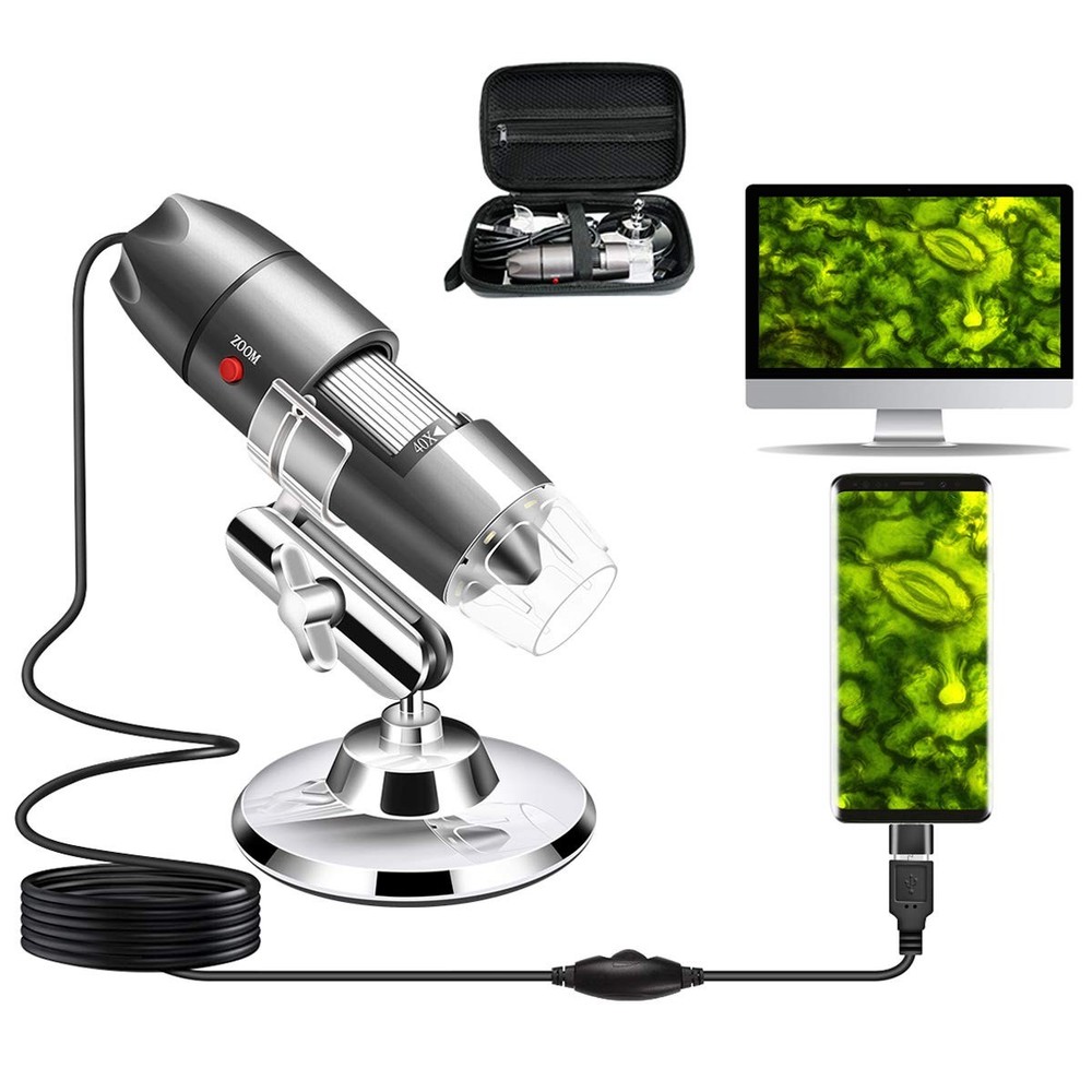 USB Microscope Camera with Stand & Carrying Case, Digital Microscope Compatib...