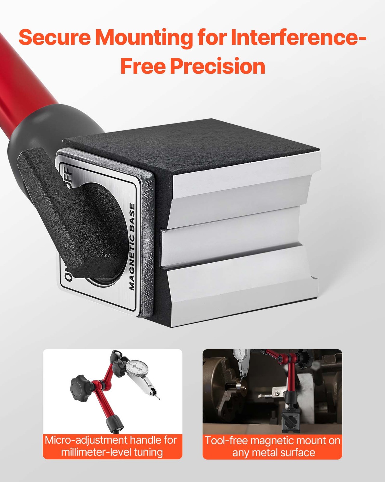 VEVOR Dial Test Indicator Universal Magnetic Base 0.0005 Accuracy 0-0.03 Range