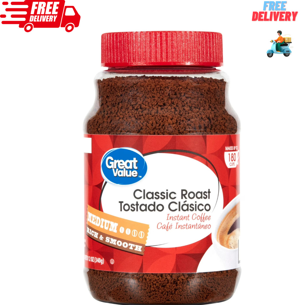 Great Value Classic Medium Roast Instant Coffee, 12 oz