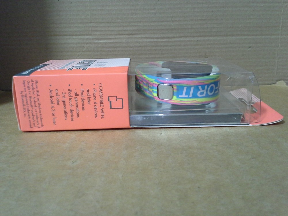 Justice Active Activity Tracker Multi-Color "Go For It" Band. Damage Box