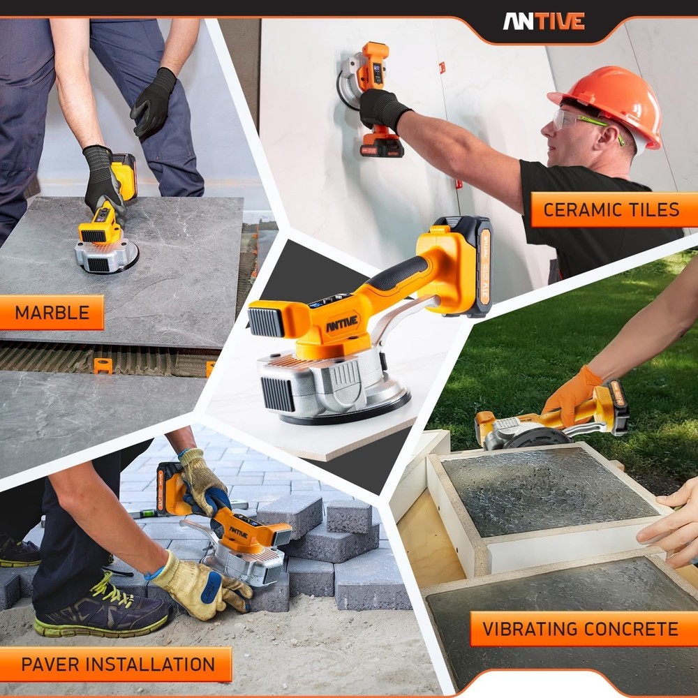 PowerVibe Tile & Surface Leveler: 21V Cordless Vibration & Suction Tool
