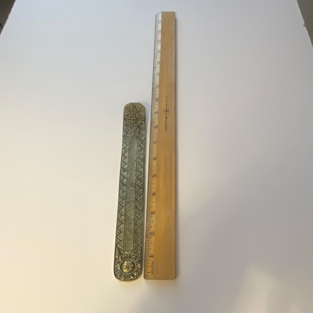 Brass Decorative Buddhist Incense Holder with Sun Motif. Solid brass