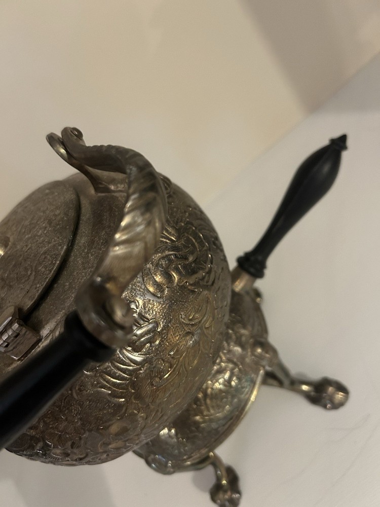 Silver Plated Teapot On Stand With Burner