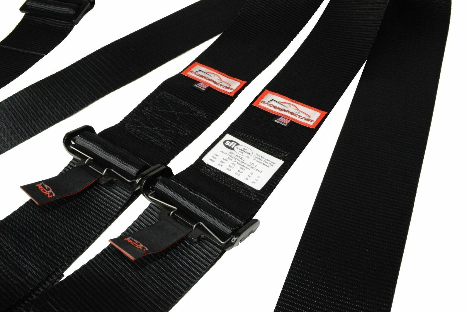 DIRT OVAL RACING HARNESS BELT SFI 16.1 LATCH & LINK FLOOR MOUNTED 5 POINT BLACK