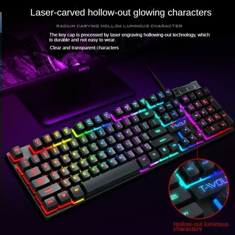 Gaming Usb Luminous Wired Keyboard Floating Manipulator