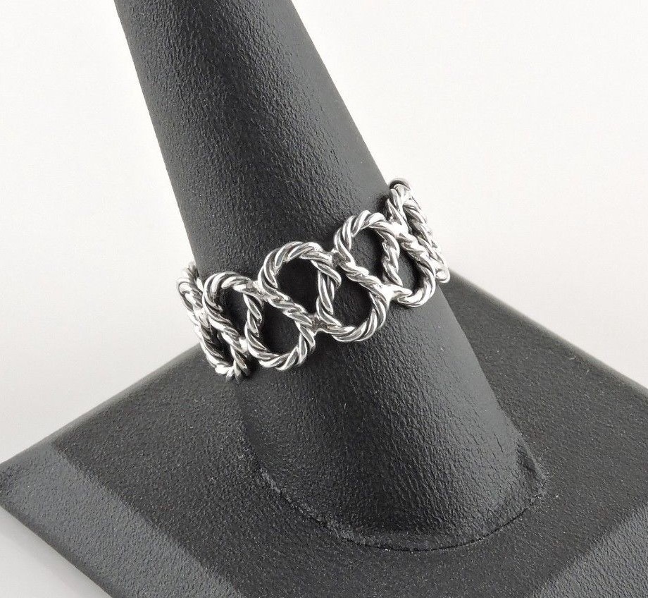 Sterling Silver Twisted Looped Rope Ring