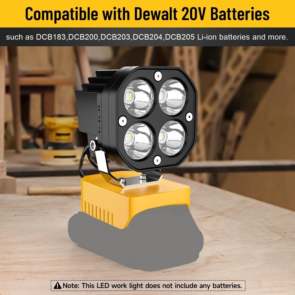 40W 6000LM flashlight，Azocek LED Work Light Compatible with Dewalt 20V Battery